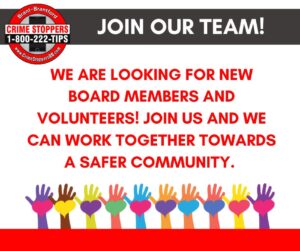 Apply to be a board member or volunteer of Brant–Brantford Crime Stoppers
